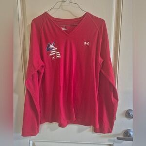 Under Armour V-Neck Red Long Sleeve Top